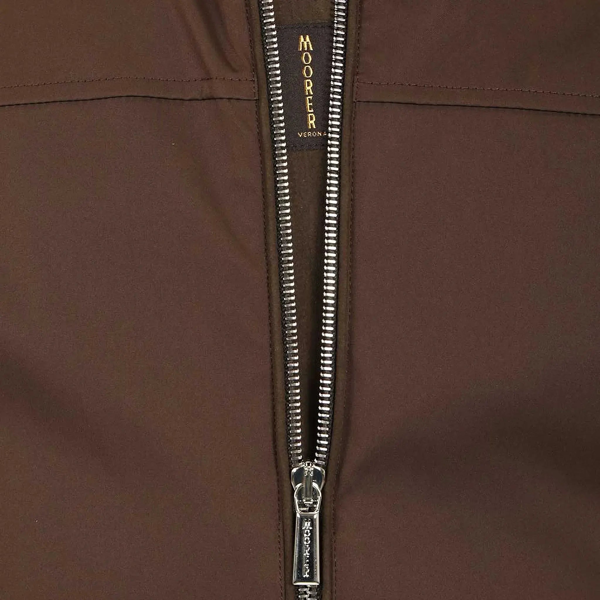 Detailed View of Moorer Albori-TJ Brown Hooded Jacket MOUSO100002TEPA025